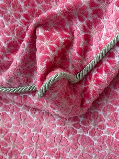Pillow Case only Scalamandre Hinson Colorpop Petal Velvet in Pinks with Cord Trim Pink  MSRP$398