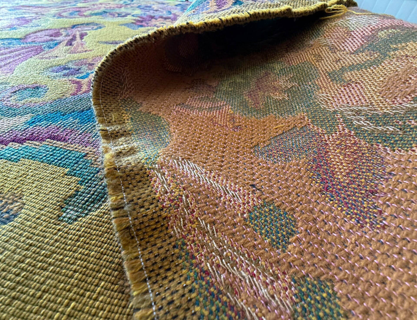 Scalamandre Biliken Yellow Mediaval Lady Heavy! Wool Tapestry Music Dance Renaissance Fair Harvest USD 288/y