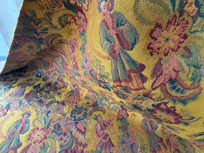 Scalamandre Biliken Yellow Mediaval Lady Heavy! Wool Tapestry Music Dance Renaissance Fair Harvest USD 288/y