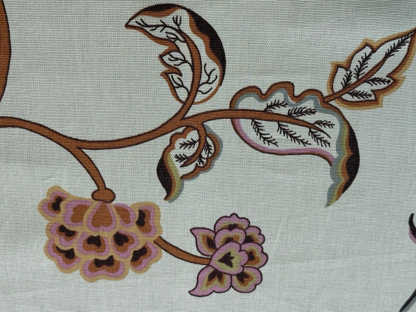 1.7yards Oscar de la Renta Ankasa Crewel Flower Cotton Print Natural Beige Terracotta Floral