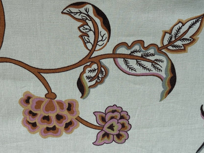 1.7yards Oscar de la Renta Ankasa Crewel Flower Cotton Print Natural Beige Terracotta Floral