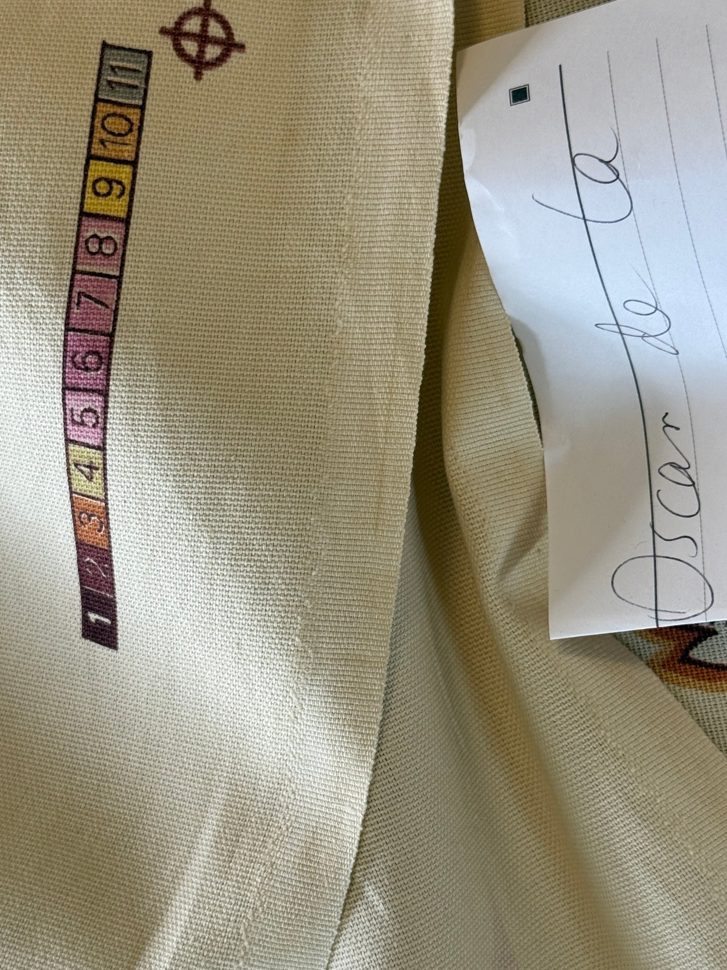 1.7yards Oscar de la Renta Ankasa Crewel Flower Cotton Print Natural Beige Terracotta Floral