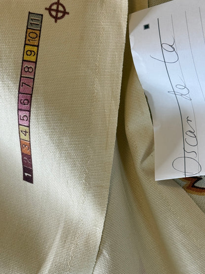 1.7yards Oscar de la Renta Ankasa Crewel Flower Cotton Print Natural Beige Terracotta Floral