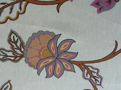 1.7yards Oscar de la Renta Ankasa Crewel Flower Cotton Print Natural Beige Terracotta Floral