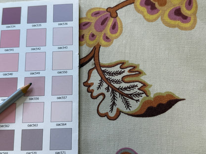 1.7yards Oscar de la Renta Ankasa Crewel Flower Cotton Print Natural Beige Terracotta Floral