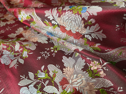 100%silk Lampas Basilica Crimson Red French Court Lace Marie Antoinette By Yard