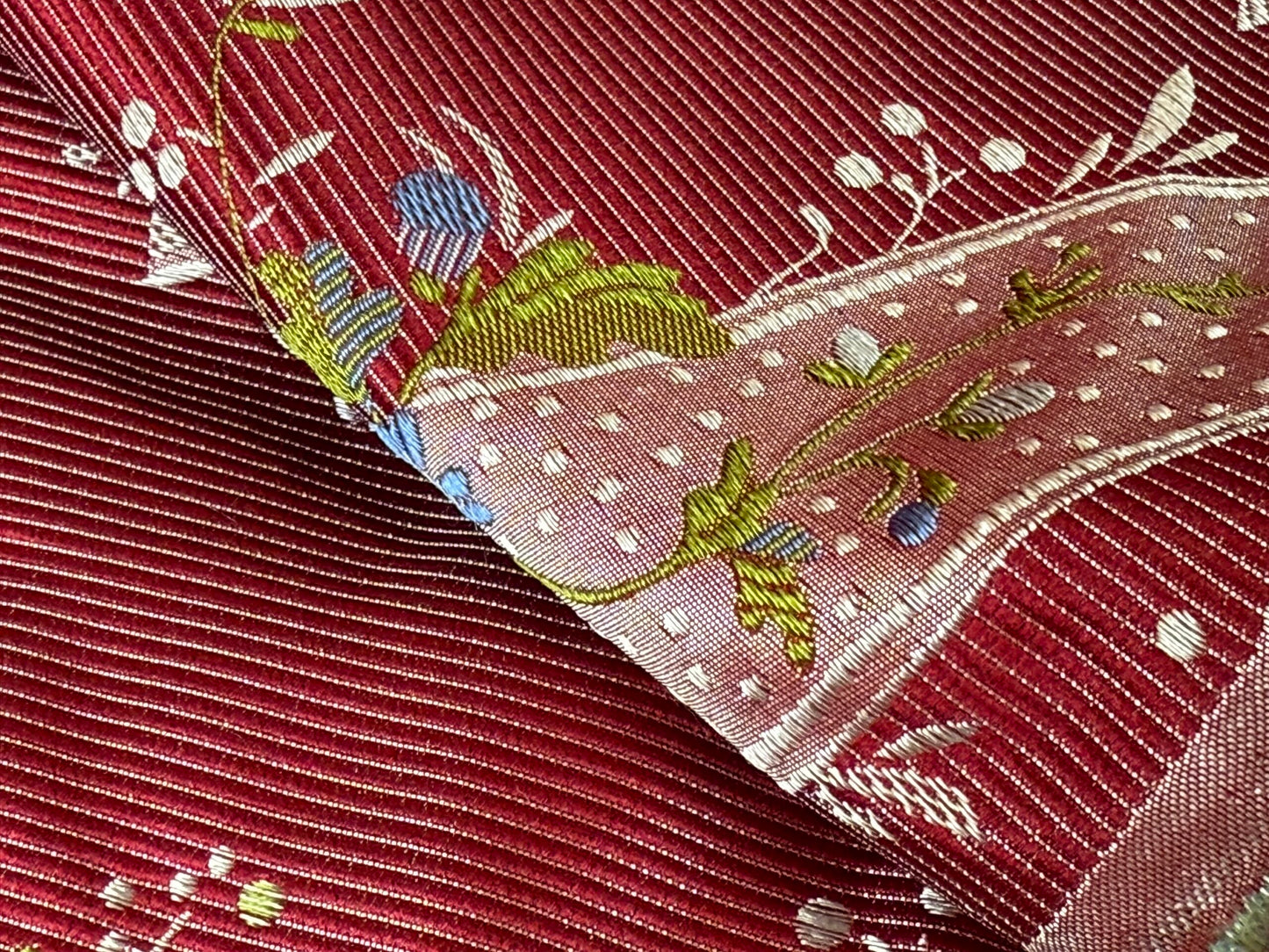 100%silk Lampas Basilica Crimson Red French Court Lace Marie Antoinette By Yard