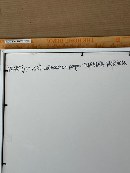 Barbara Wornum Watercolor on Paper Original Weekend 1 Pear Fruit Still Life Framed 21x29 inches