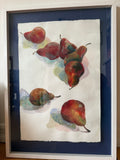 Barbara Wornum Watercolor on Paper Original Weekend 1 Pear Fruit Still Life Framed 21x29 inches