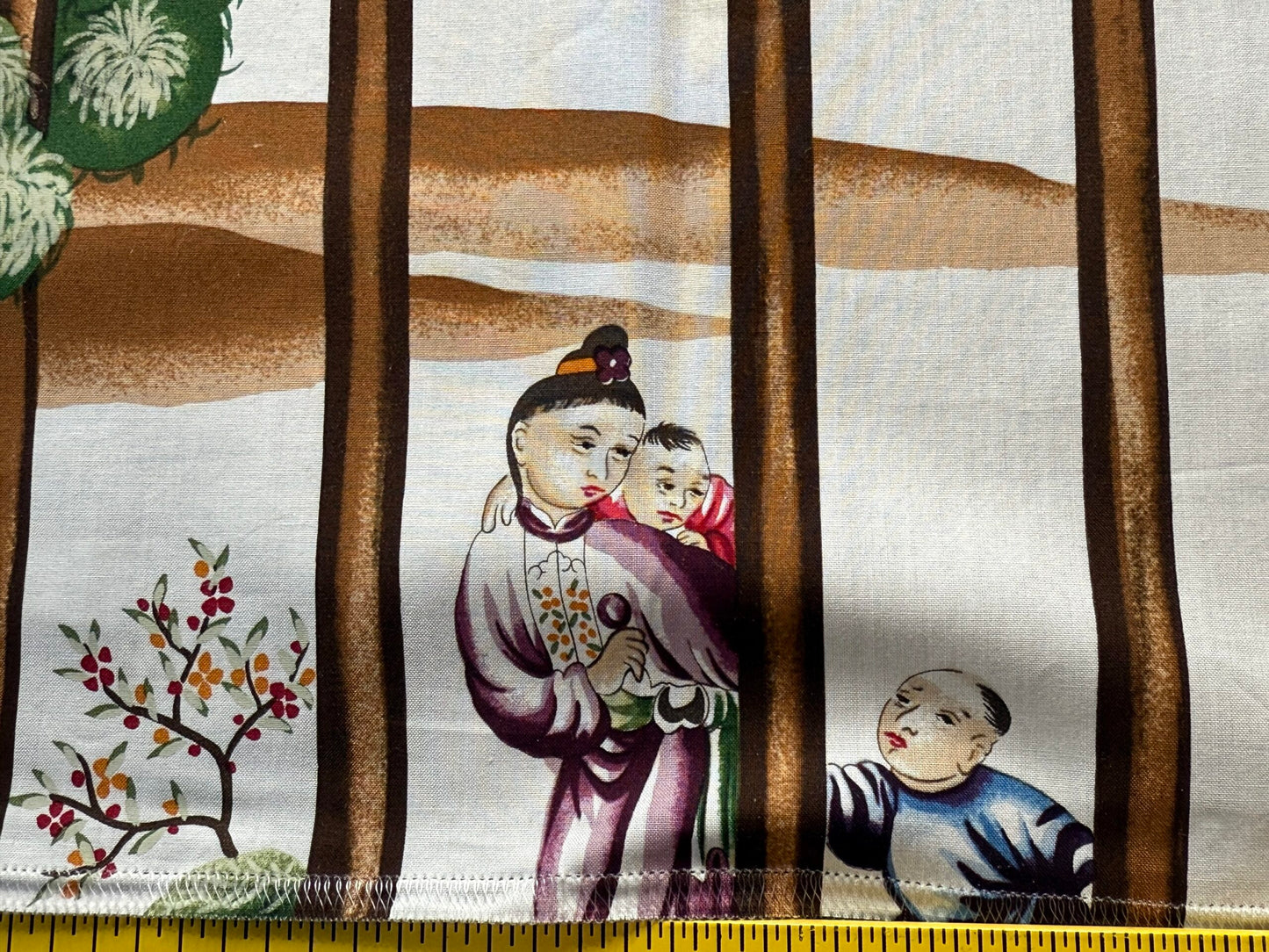 BY Yard Scalamandre Shanghai Multi On Cream Chinoisery Painting Printed Cotton MSRP USD584/Y Asian Landscape Special Order