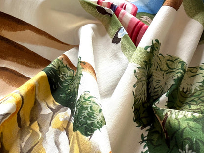 BY Yard Scalamandre Shanghai Multi On Cream Chinoisery Painting Printed Cotton MSRP USD584/Y Asian Landscape Special Order