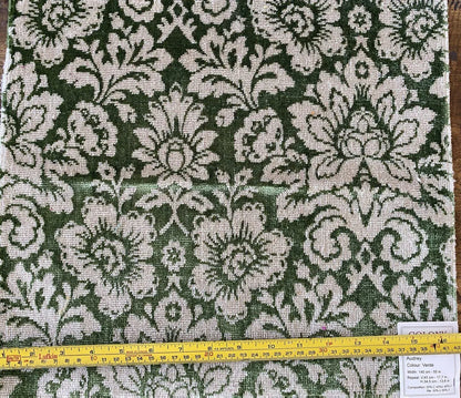 Scalamandre Audrey Cut Velvet Linen Green Renaissance Artichoke Rose MSRP USD 427/Y