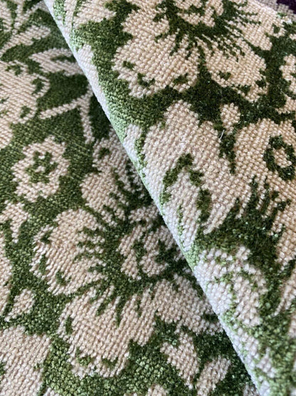 Scalamandre Audrey Cut Velvet Linen Green Renaissance Artichoke Rose MSRP USD 427/Y