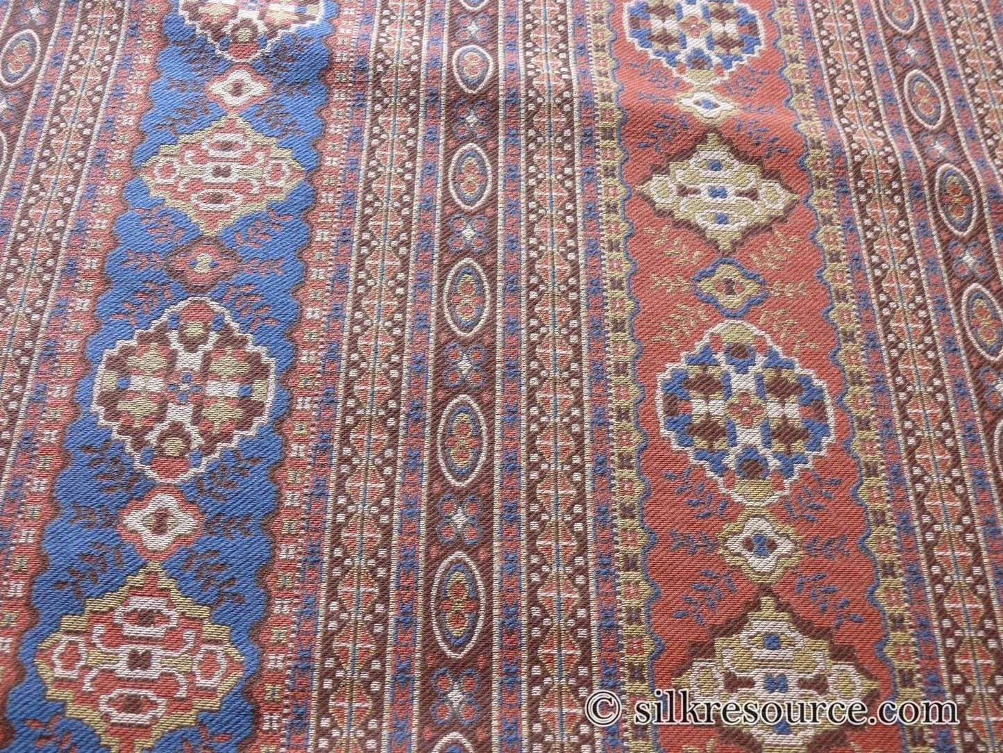 By Yard Scalamandre Kumari Wool South Western Tibetan Damask Navy Salmon MSRP USD 159/Y