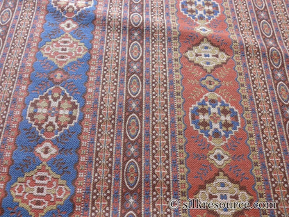 By Yard Scalamandre Kumari Wool South Western Tibetan Damask Navy Salmon MSRP USD 159/Y