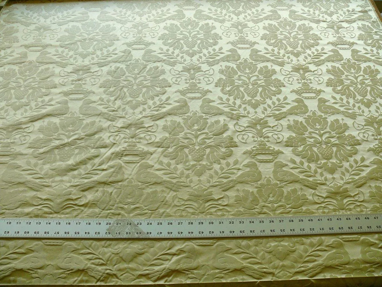RESERVED.  Scalamandre Old World Weavers Love Bird Light Gold Silk Damask MSRP USD 664/Y #1314
