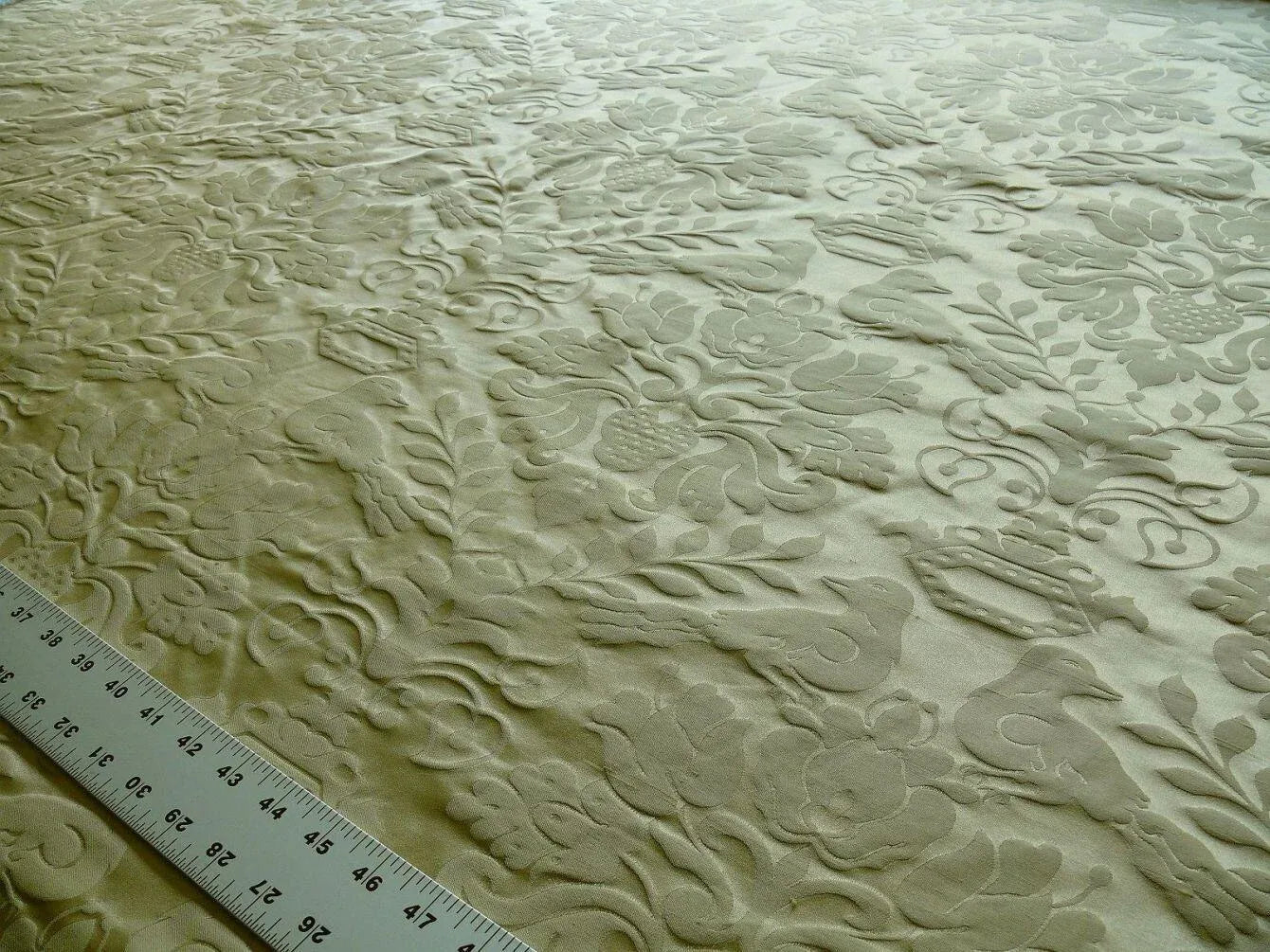 RESERVED.  Scalamandre Old World Weavers Love Bird Light Gold Silk Damask MSRP USD 664/Y #1314