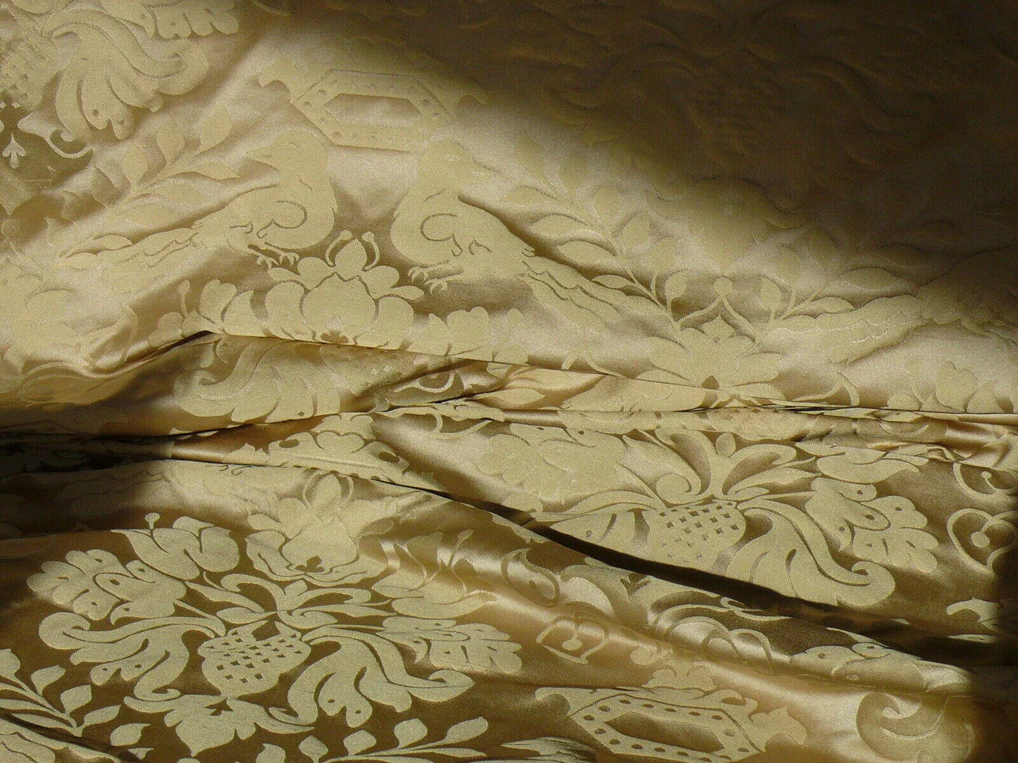 RESERVED.  Scalamandre Old World Weavers Love Bird Light Gold Silk Damask MSRP USD 664/Y #1314