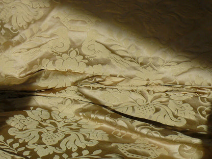 RESERVED.  Scalamandre Old World Weavers Love Bird Light Gold Silk Damask MSRP USD 664/Y #1314