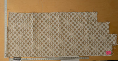 136 EV47 Square Silk Scalamandre Dot Diamond Ogee Brown Cream White - With Corner Cut