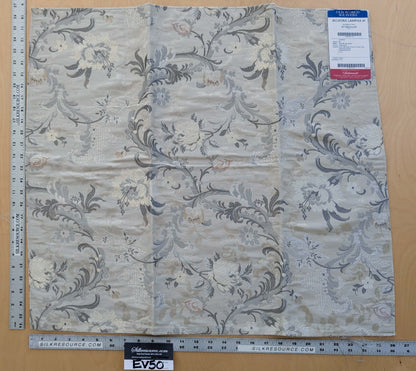 72 EV50 27" x 26"Scalamandre Square Old World Weavers Allegra Lampas Iii Silver Patina MSRP USD 600+/yard