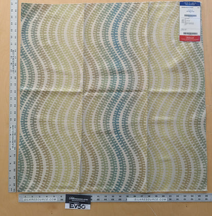 74 EV50 27" x 26"Scalamandre Fonthill Square Silk Sensuous Stripe Aquarelle Ombre Green Blue MSRP USD 356/y