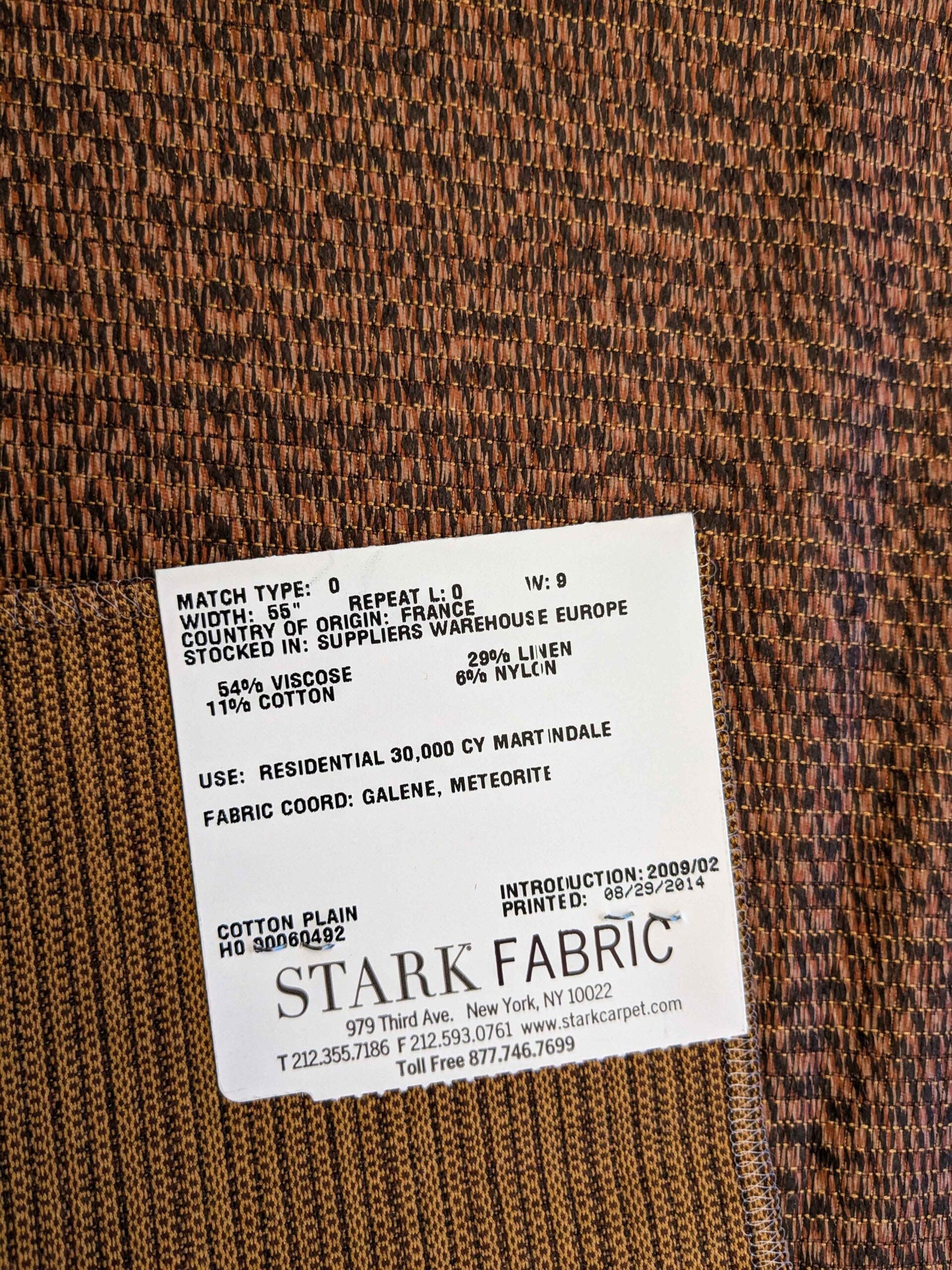 7 EV36 Lelievre Paris Graphite Ho Cuivre Brown Orange Cotton Black Small Scale Texture Solid 27"x27"