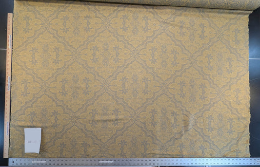 Scalamandre Ahmadpur Cerulean Paisley Medallion Cotton Linen - Gold Blue - By The Yard