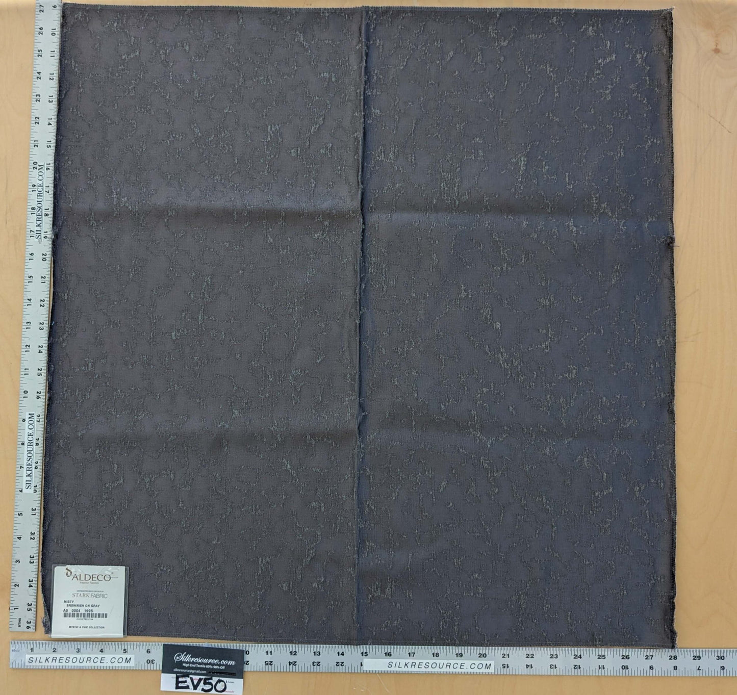 76 EV50 27" x 28" Scalamandre Aldeco Misty Brownish on Gray Abstract Small Jacquard