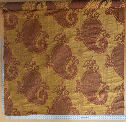 Bty Koplavitch 100% Silk Damask Giant Paisley "Rust" Deep Red Gold MSRP USD 340/y