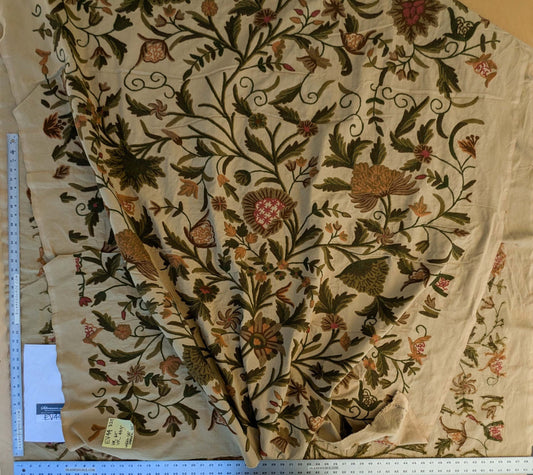 11 EV44 3.2yd x 52"w Scalamandre Old World Weavers Floribunda on Vintage Floral Botanical Tree Foliage Brown Green Red on Vintage Beige Embroidery Historical
