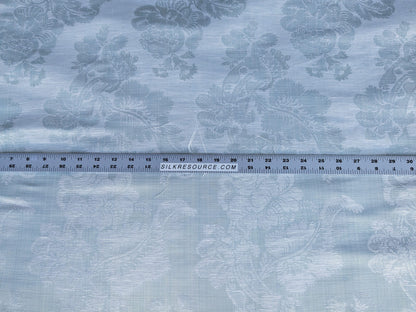 By Yard Scalamandre Uppsala White On Gustavian Blue Green Silk Damask MSRP USD 588/y