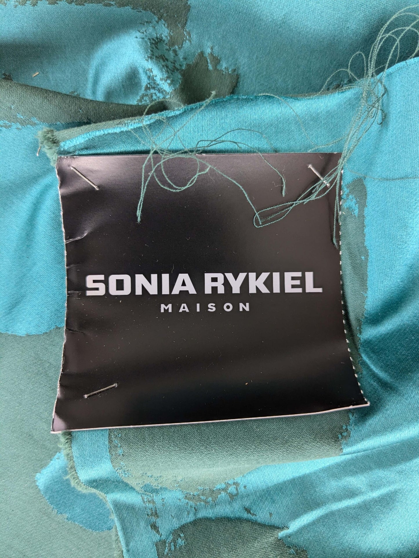 38 inches Scalamandre Lelievre Sonia Rykiel Maison Rue Saint Simon Emeraude Aqua Cotton Silk Art Deco Abstract Botanical MSRP USD300+/y