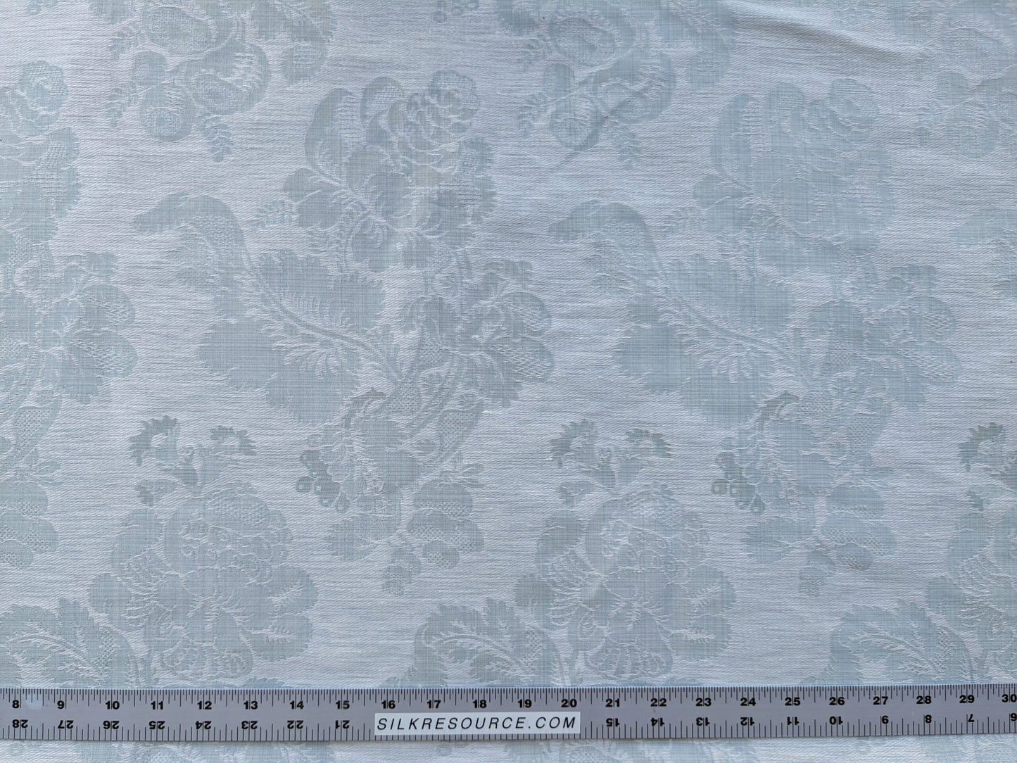 By Yard Scalamandre Uppsala White On Gustavian Blue Green Silk Damask MSRP USD 588/y