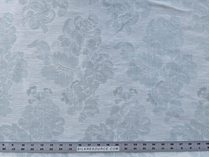 By Yard Scalamandre Uppsala White On Gustavian Blue Green Silk Damask MSRP USD 588/y