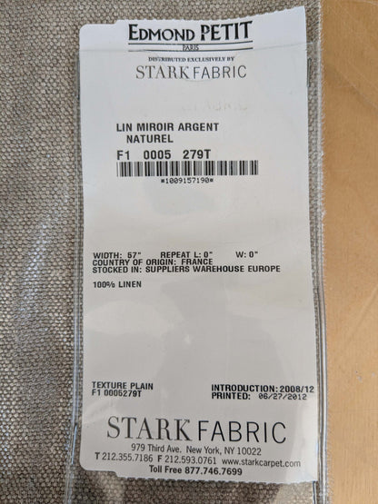 101 EV37 25" x 29" Edmond Petit Lin Miroir Argent Naturel Light Beige Cream Texture Solid Linen MSRP USD594/y