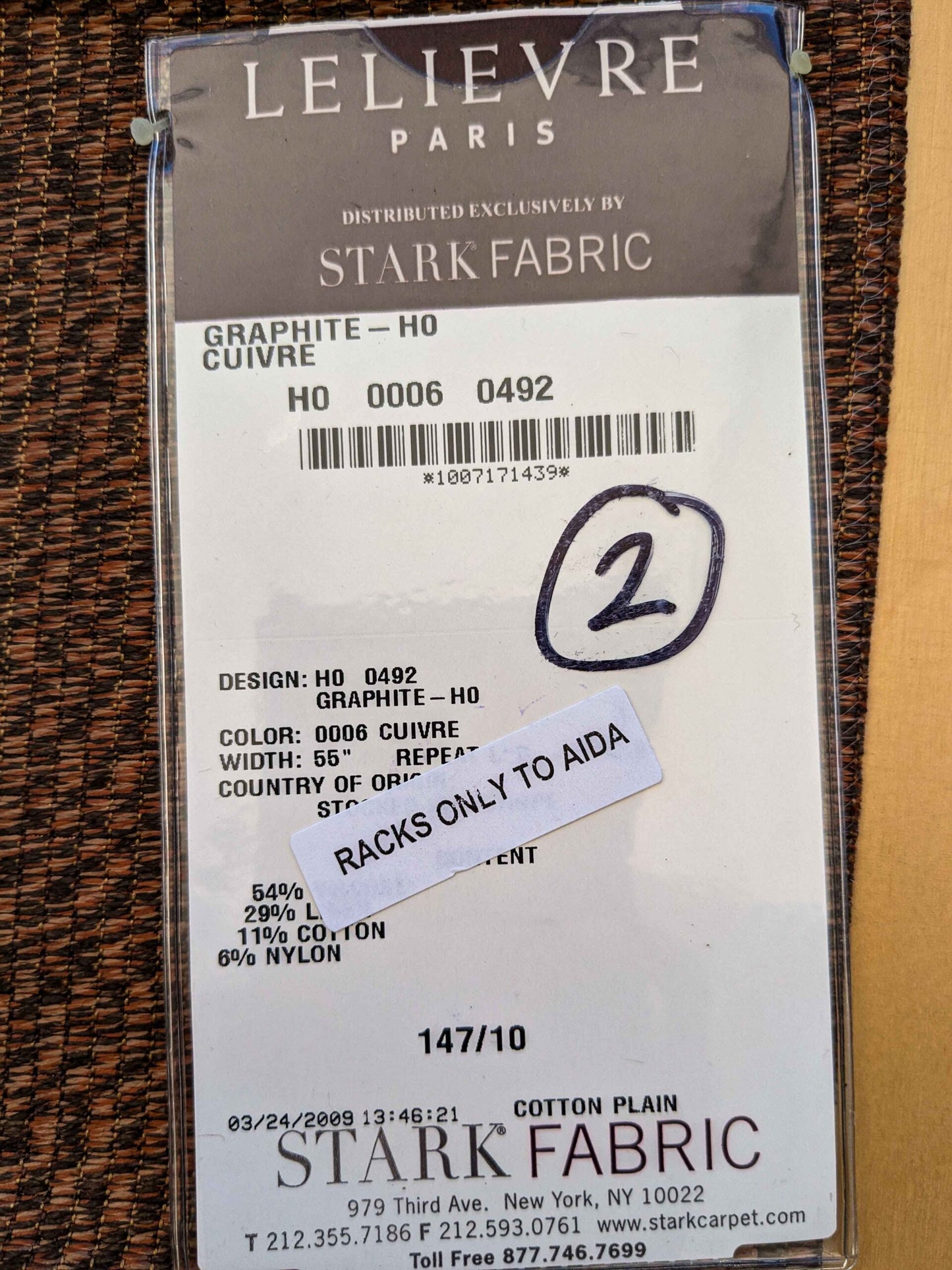 8 EV36 Lelievre Paris Graphite Ho Cuivre Brown Orange Cotton Black Small Scale Texture Solid 24"x27"