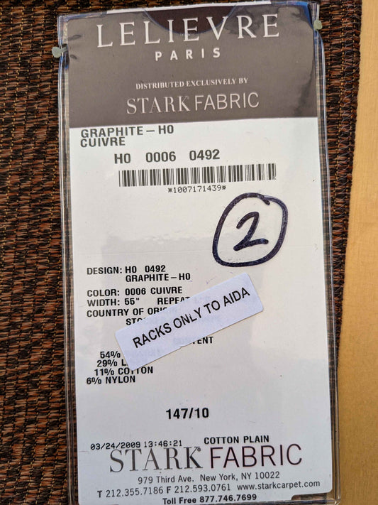 8 EV36 Lelievre Paris Graphite Ho Cuivre Brown Orange Cotton Black Small Scale Texture Solid 24"x27"