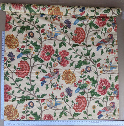 3 yards Scalamandre Troutbeck Multi on Gold Botanical Floral Birds Parrot Kanchou