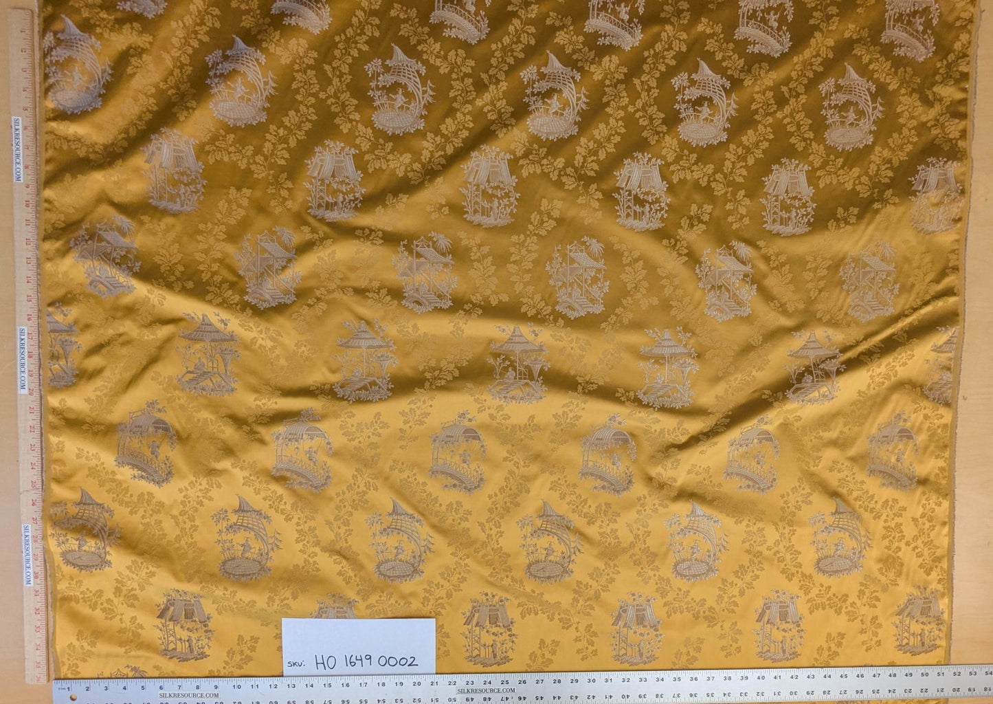 by yard Scalamandre Tassinari &amp; Chatel Pillement Or Gold Yellow Chinoiserie Scenic Figurative MSRP USD 1080/y