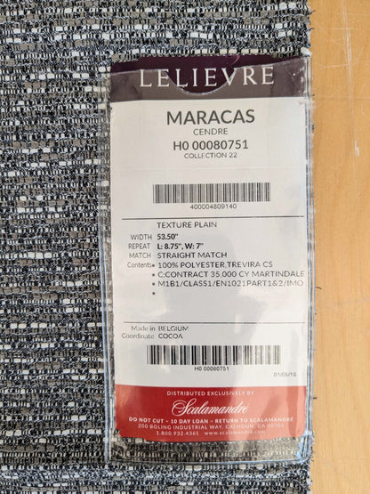 51 EV37 26" x 26" Lelievre Paris Maracas Cendre Dark Gray Solid Texture Polyester