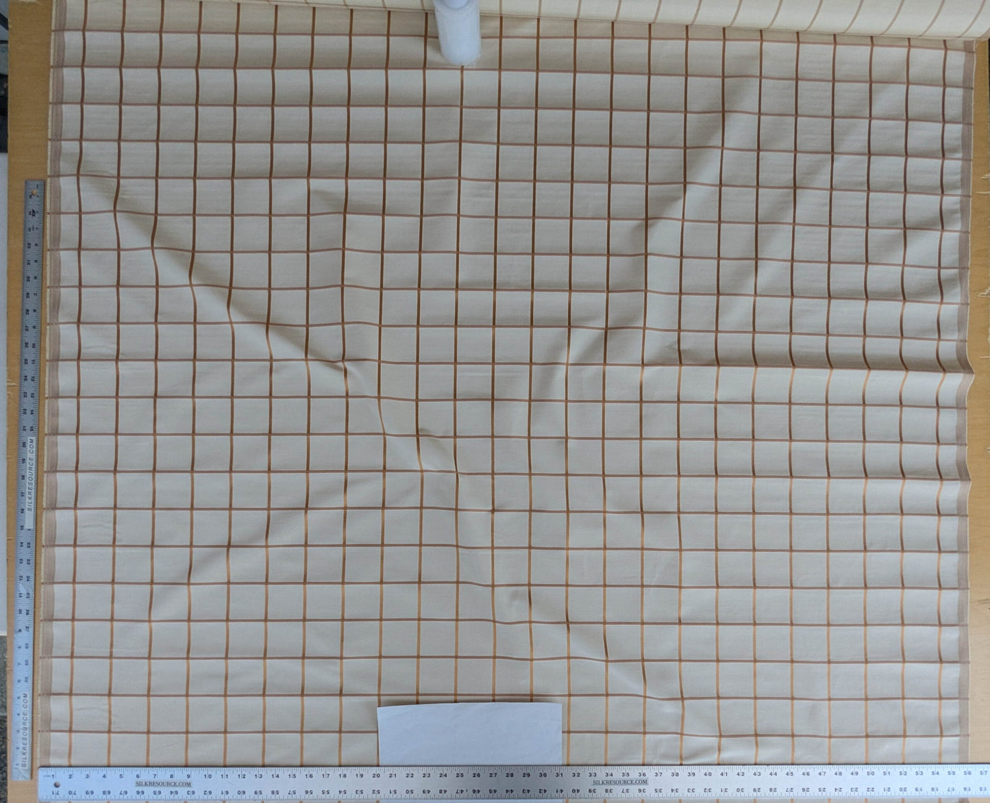 Scalamandre Louis Check Ochre on Creme Brown Beige Cotton Viscose Cotton Windowpane Plaid Check MSRP USD 176/y