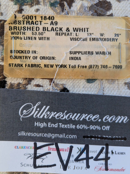15 EV44 1.2yd x 53"w  Scalamandre Abstract Brushed Black and White Viscose Embroidery Texture