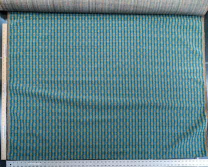 Scalamandre Rambouillet Turquoise Gold Blue Geometric Stripe Texture Cotton - By The Yard