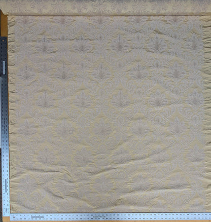 Lovelace Embroidery Renaissance Damask Silk Faille Fabric - Light Yellow - By The Yard