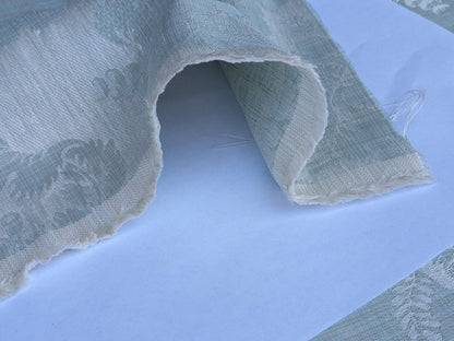 17x17" Sample Scalamandre Uppsala White On Gustavian Blue Green Silk Damask MSRP USD 588/y