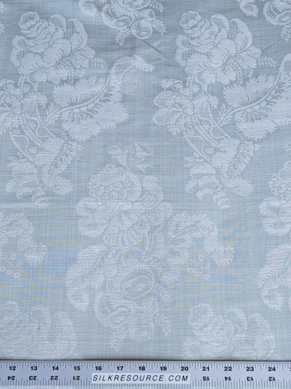 17x17" Sample Scalamandre Uppsala White On Gustavian Blue Green Silk Damask MSRP USD 588/y