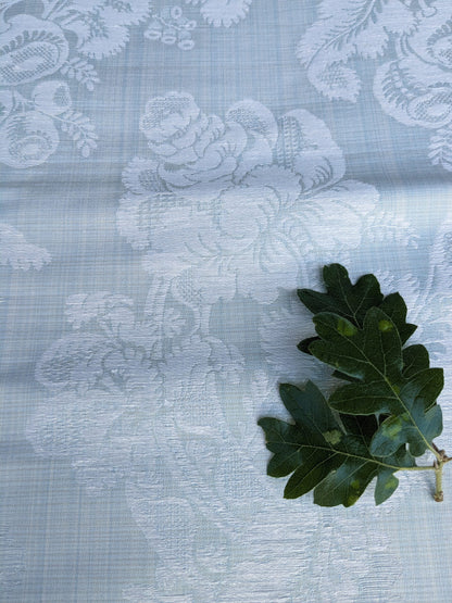 17x17" Sample Scalamandre Uppsala White On Gustavian Blue Green Silk Damask MSRP USD 588/y