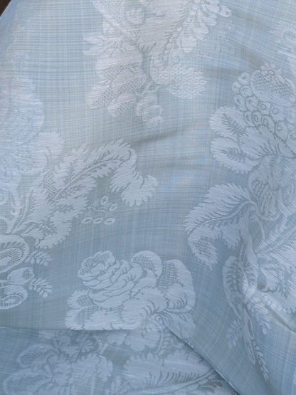 17x17" Sample Scalamandre Uppsala White On Gustavian Blue Green Silk Damask MSRP USD 588/y
