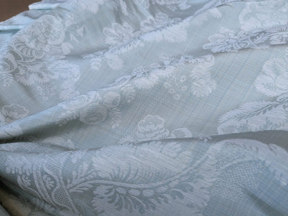17x17" Sample Scalamandre Uppsala White On Gustavian Blue Green Silk Damask MSRP USD 588/y